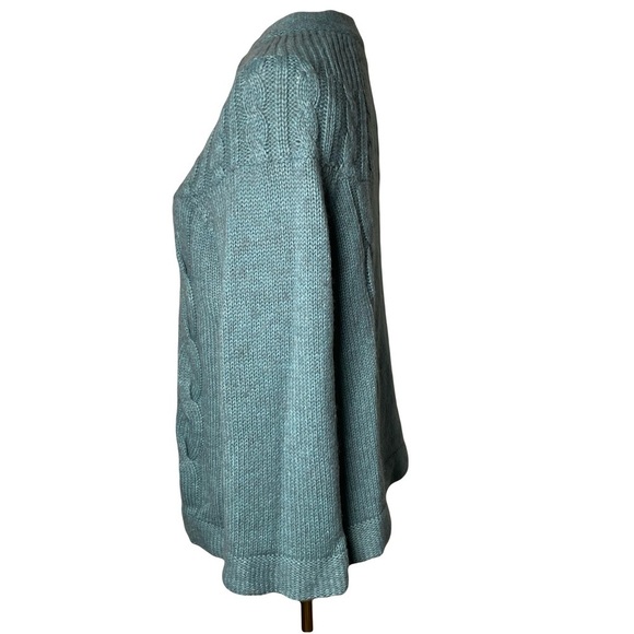 Camaieu Wool Blend Teal Blue/Green Cardigan Size L French Swing Flare - Picture 2 of 11